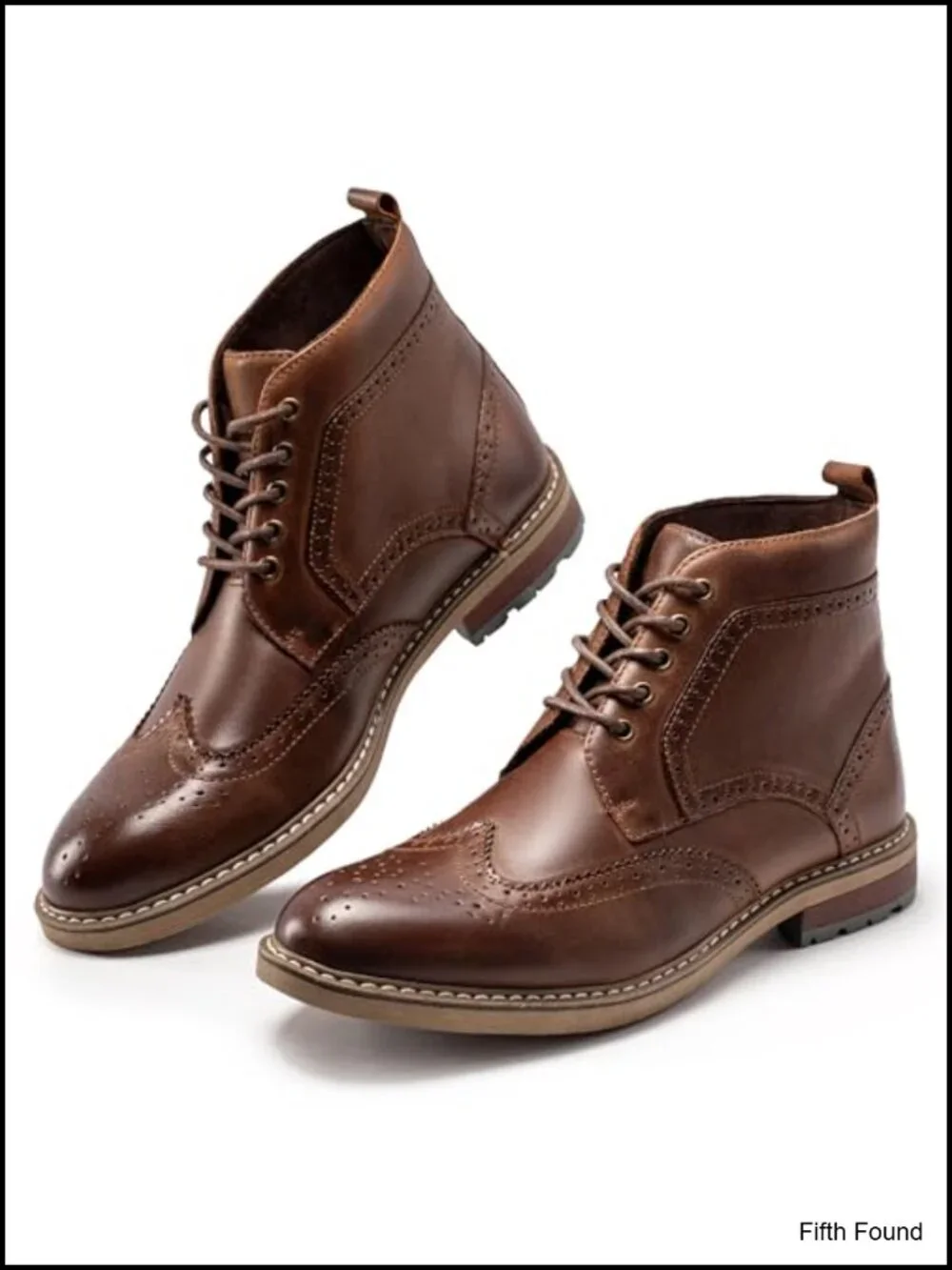 Men's Genuine Leather Dress Boots – Classic Brogue Oxford Ankle Boot